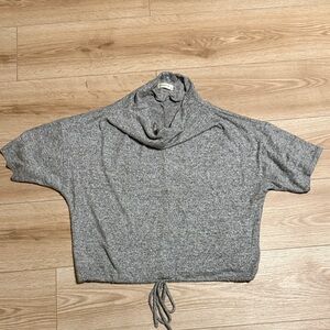 Heather Gray Women's Short Sleeve Cowl Neck Top